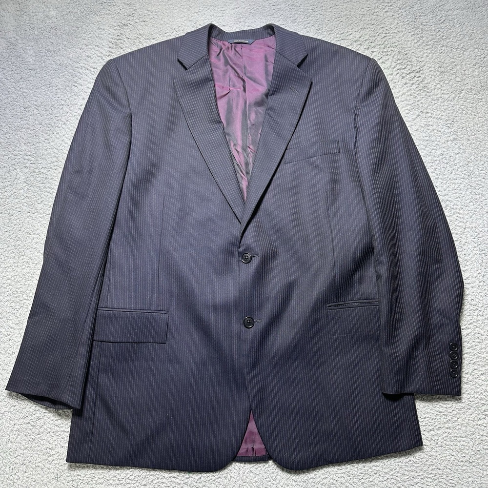 Brooks Brothers Blazer Jacket 46L Navy Blue Pinstripe 100% Wool Business Suit